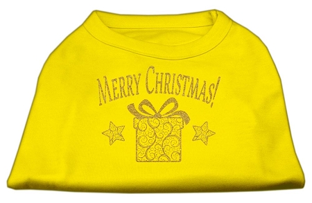 Golden Christmas Present Dog Shirt Yellow Lg